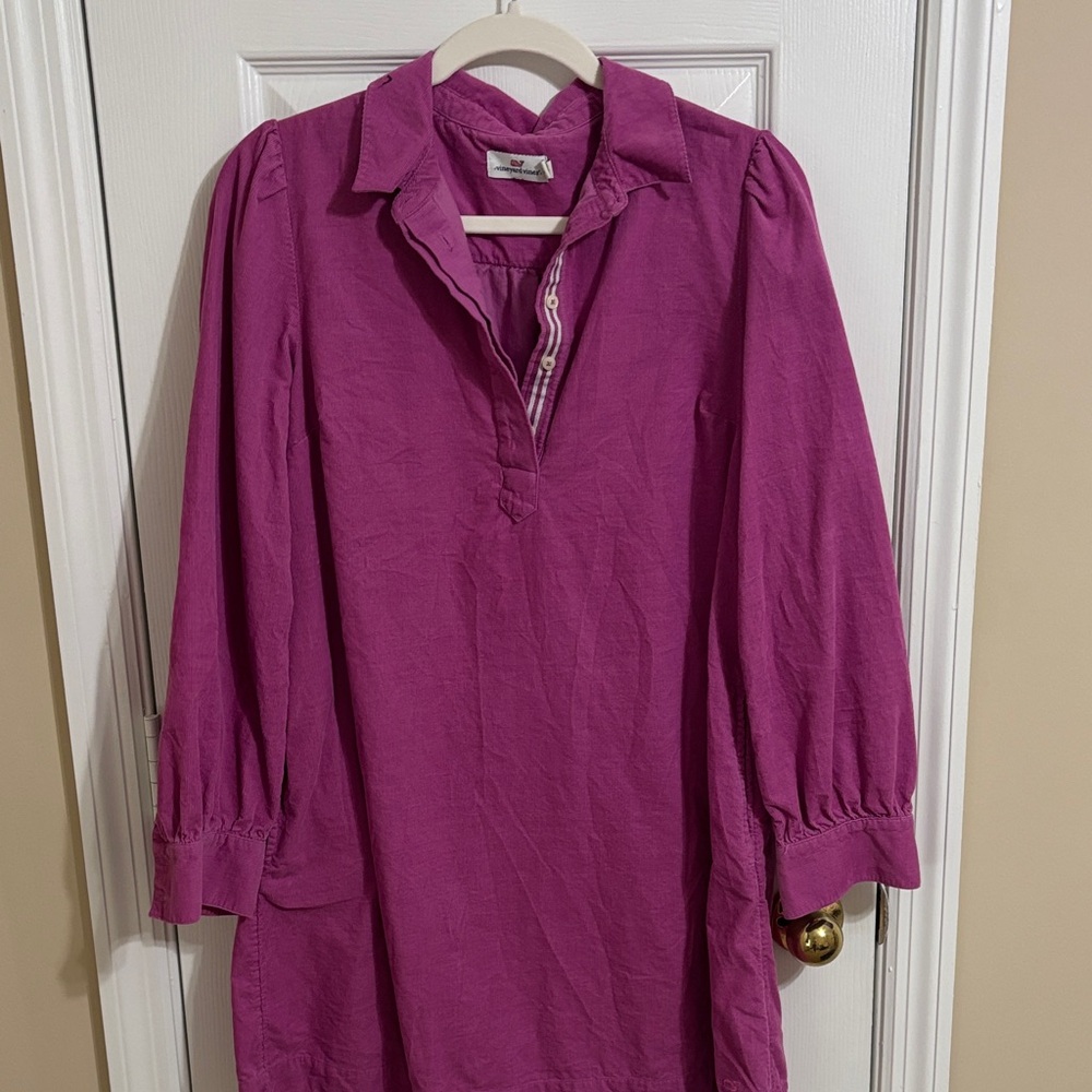 Vineyard Vines Magenta Long-Sleeve Dress
